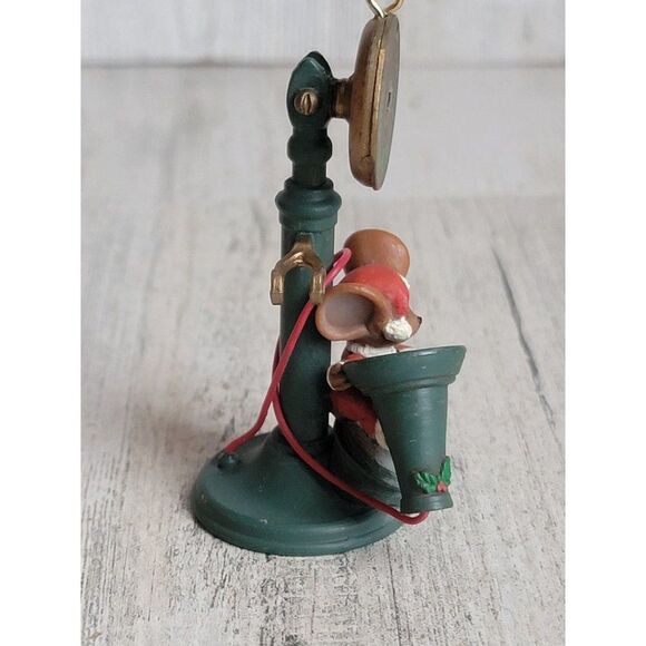 Enesco calling home at Christmas Mouse AS IS ornament Xmas vintage - Picture 5 of 6